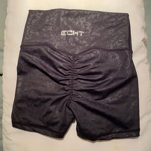 ECHT black metallic cheetah scrunch shorts